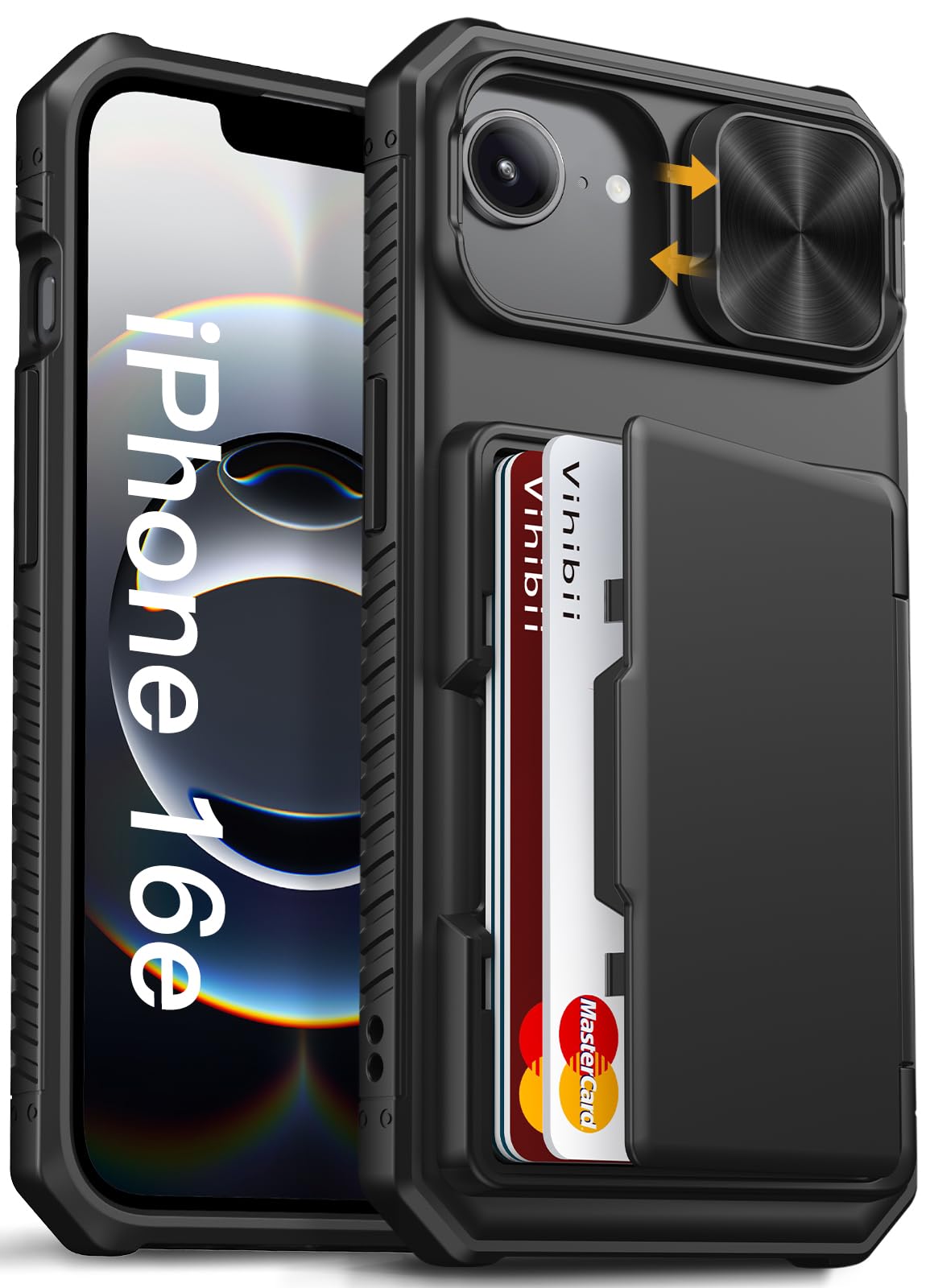 Amazon.co.jp: Vihibii iPhone 16e 用ケース カード収納 (4枚) 背面